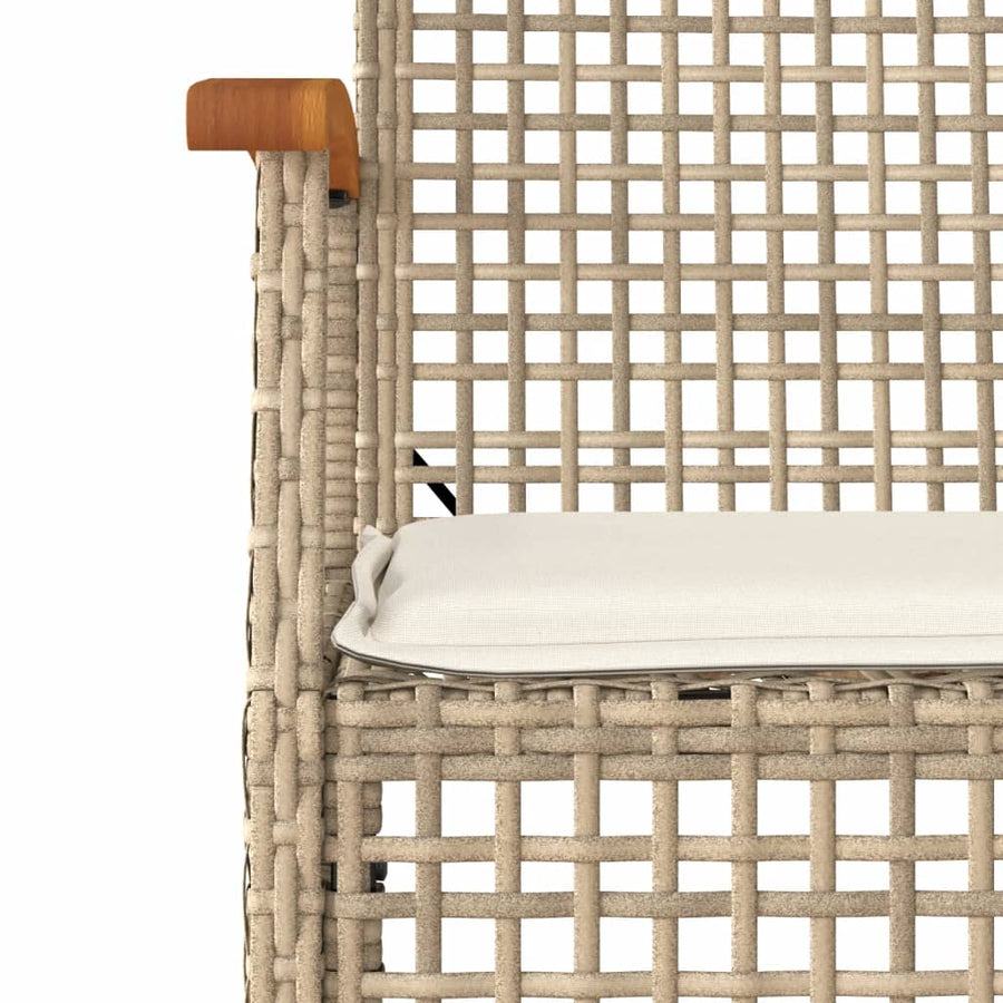 7-Delige Tuinset Met Kussens Poly Rattan Beige
