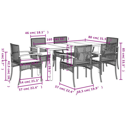 7-Delige Tuinset Met Kussens Poly Rattan Beige