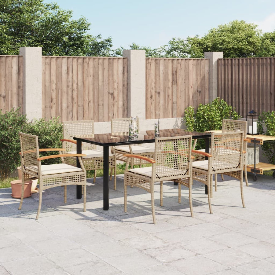 7-Delige Tuinset Met Kussens Poly Rattan Beige