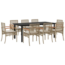 9-Delige Tuinset Met Kussens Poly Rattan Beige 8 200 cm tafellengte