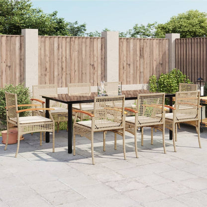 9-Delige Tuinset Met Kussens Poly Rattan Beige 8 200 cm tafellengte