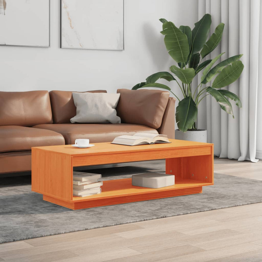 Salontafel 110X50X33,5 Cm Massief Grenenhout Wasbruin