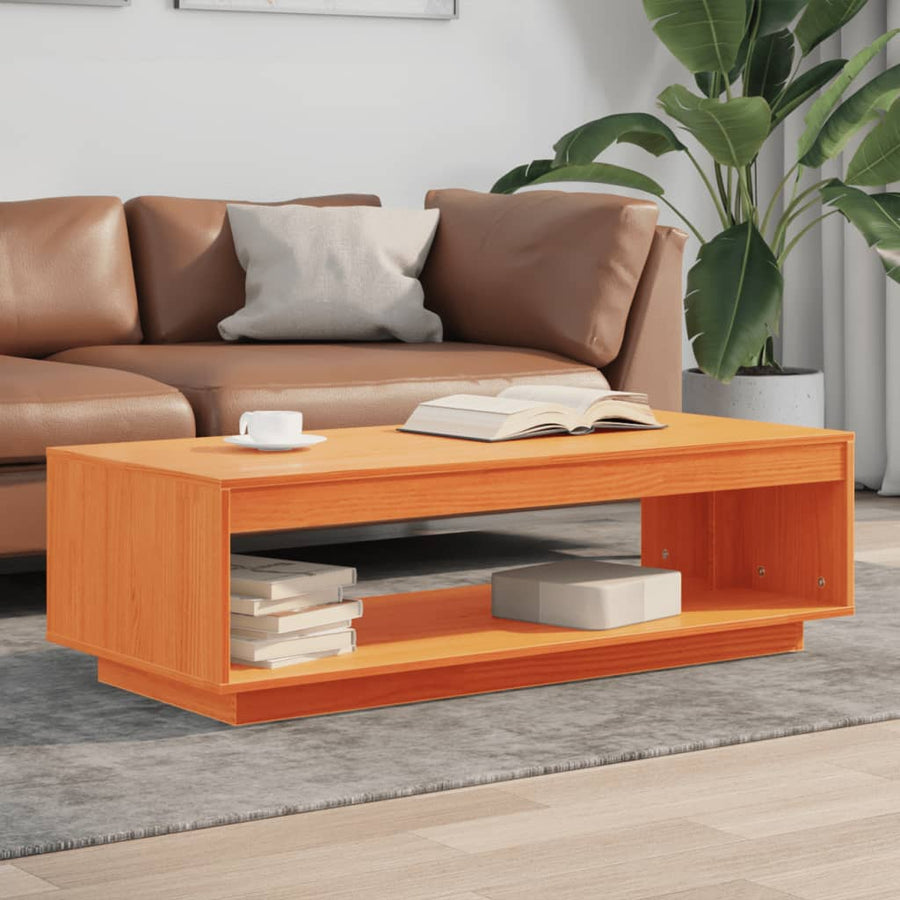 Salontafel 110X50X33,5 Cm Massief Grenenhout Wasbruin