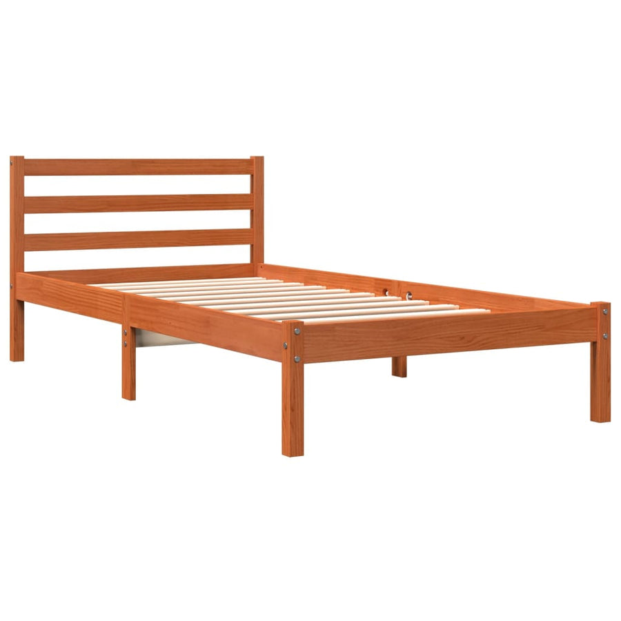 Bedframe massief grenenhout wasbruin 75x190 cm 75 x 190 cm Wasbruin