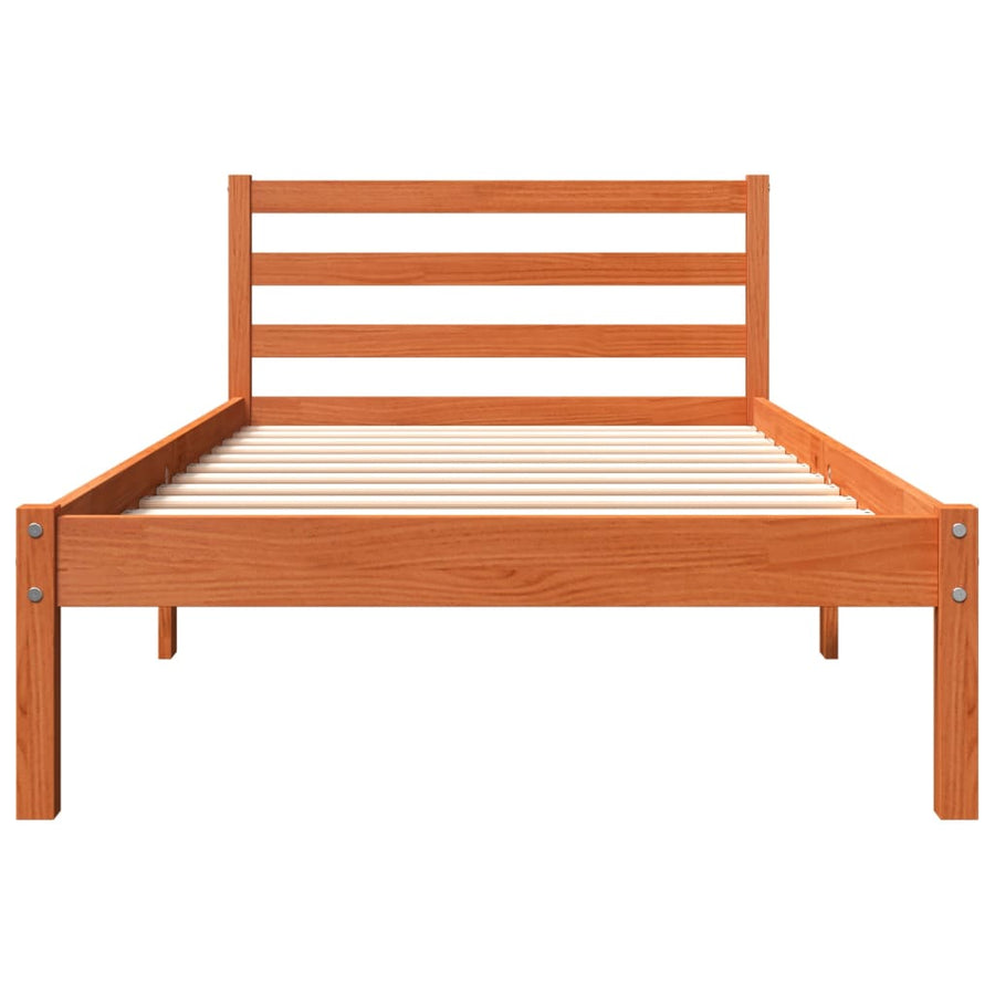 Bedframe massief grenenhout wasbruin 75x190 cm 75 x 190 cm Wasbruin