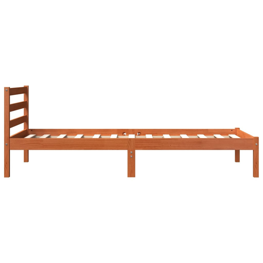 Bedframe massief grenenhout wasbruin 75x190 cm 75 x 190 cm Wasbruin