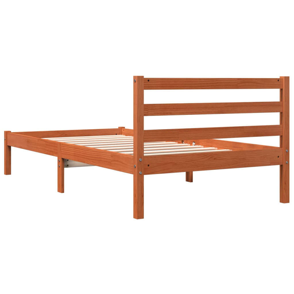 Bedframe massief grenenhout wasbruin 75x190 cm 75 x 190 cm Wasbruin