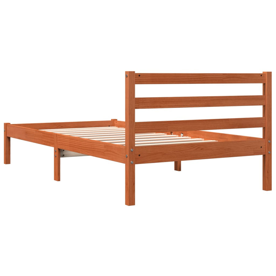 Bedframe massief grenenhout wasbruin 75x190 cm 75 x 190 cm Wasbruin
