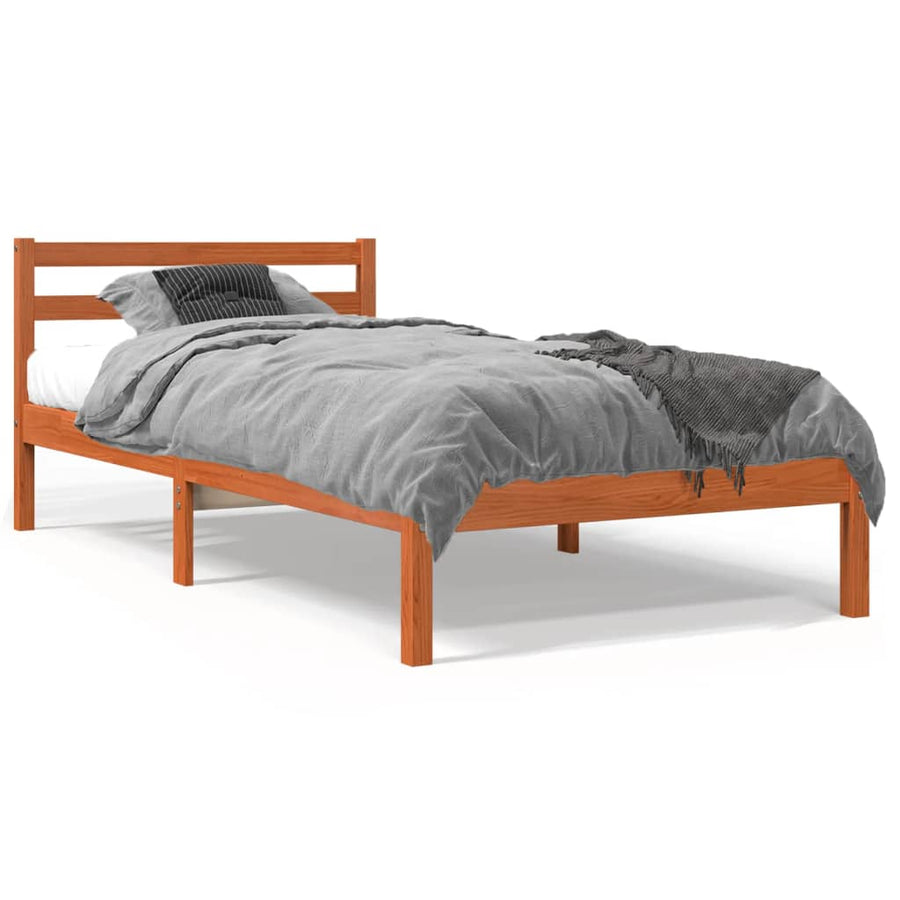 Bedframe massief grenenhout wasbruin 75x190 cm 75 x 190 cm Wasbruin