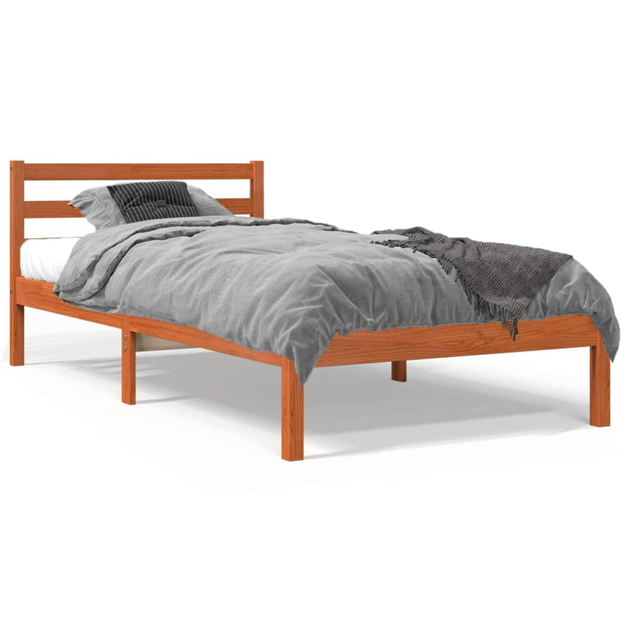 Bedframe massief grenenhout wasbruin 90x190 cm 90 x 190 cm Wasbruin