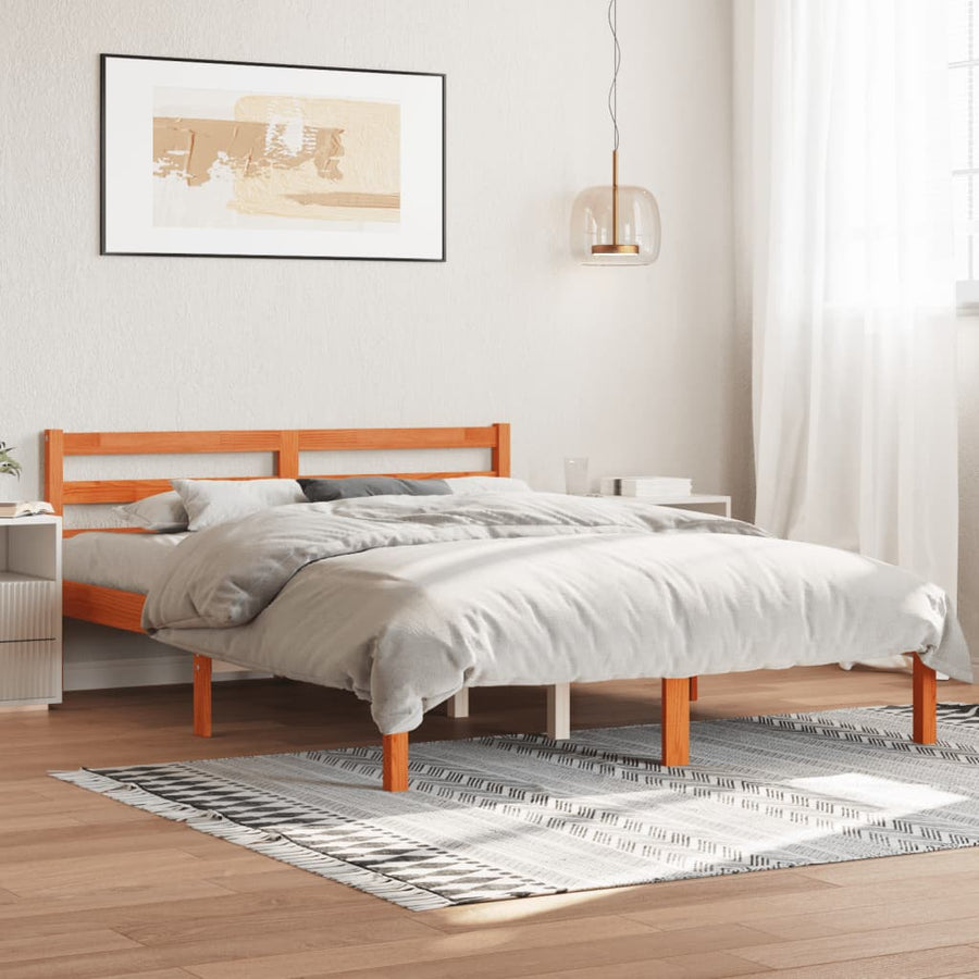 Bedframe massief grenenhout wasbruin 120x190 cm 120 x 190 cm Wasbruin