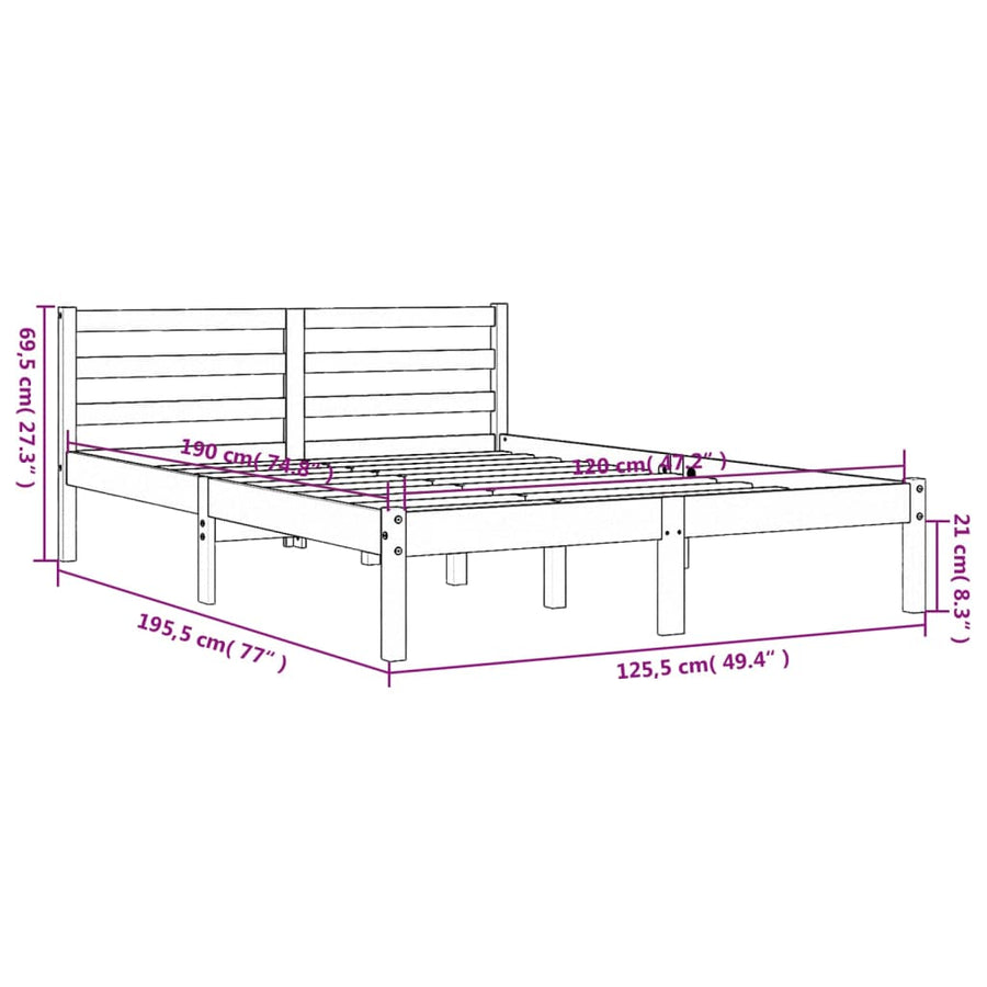 Bedframe massief grenenhout wasbruin 120x190 cm 120 x 190 cm Wasbruin