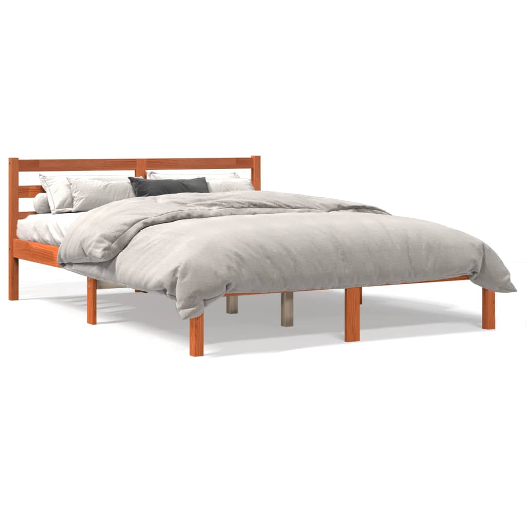 Bedframe massief grenenhout wasbruin 120x190 cm 120 x 190 cm Wasbruin
