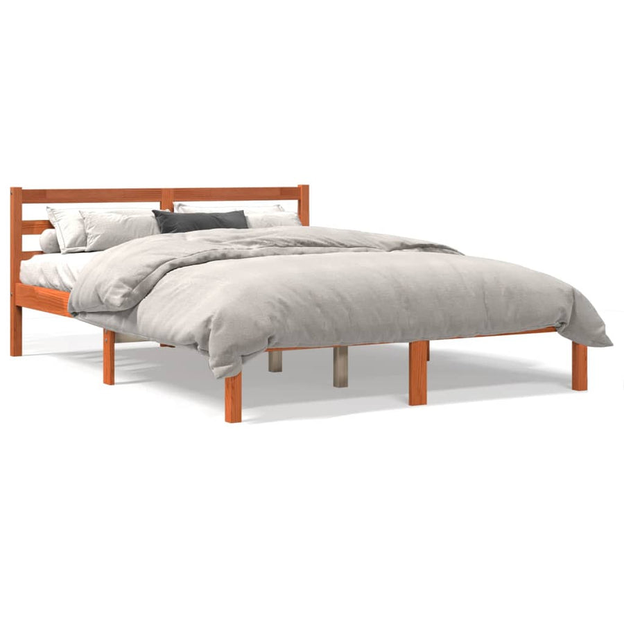 Bedframe massief grenenhout wasbruin 120x190 cm 120 x 190 cm Wasbruin