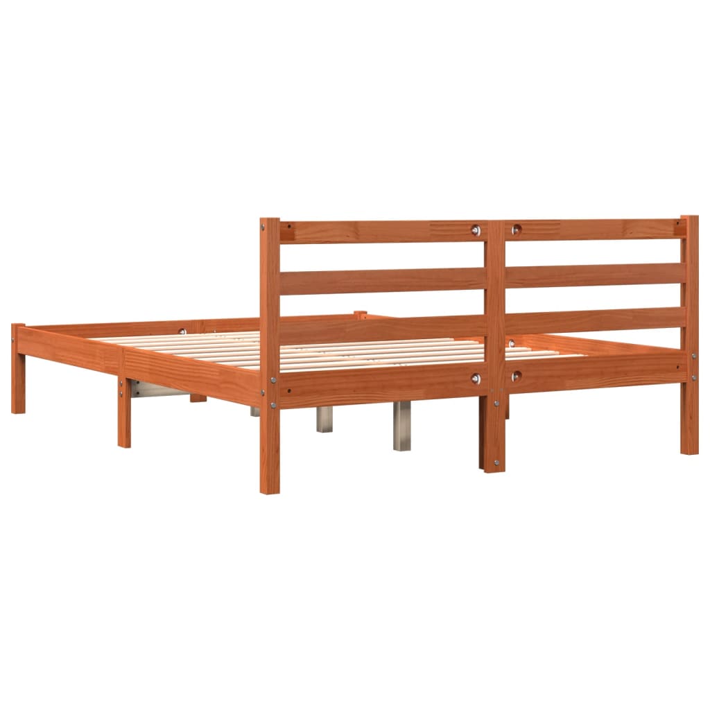 Bedframe massief grenenhout wasbruin 135x190 cm 135 x 190 cm Wasbruin