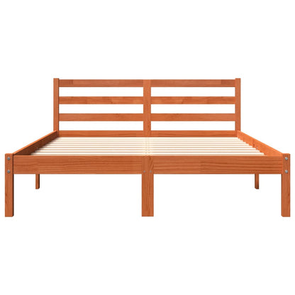 Bedframe massief grenenhout wasbruin 140x190 cm 140 x 190 cm Wasbruin
