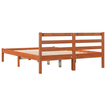 Bedframe massief grenenhout wasbruin 140x190 cm 140 x 190 cm Wasbruin