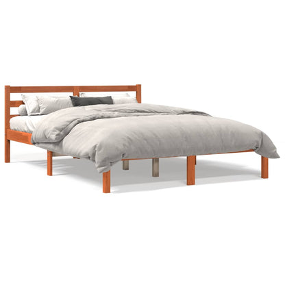 Bedframe massief grenenhout wasbruin 140x190 cm 140 x 190 cm Wasbruin