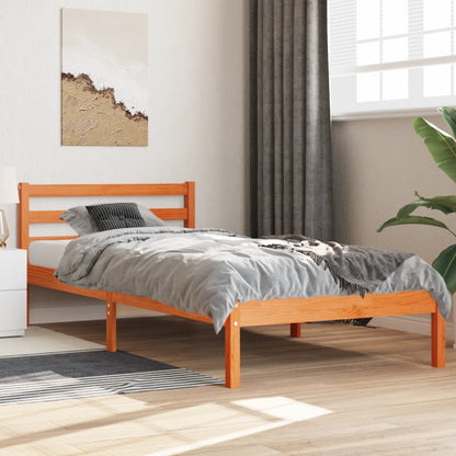 Bedframe massief grenenhout wasbruin 90x200 cm 90 x 200 cm Wasbruin