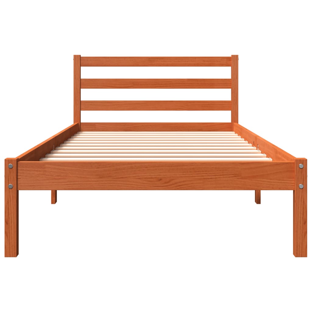 Bedframe massief grenenhout wasbruin 90x200 cm 90 x 200 cm Wasbruin