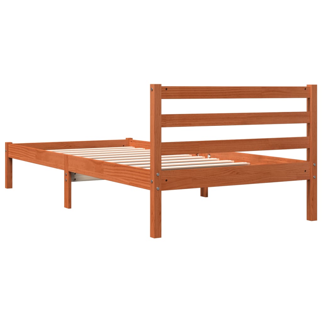 Bedframe massief grenenhout wasbruin 90x200 cm 90 x 200 cm Wasbruin