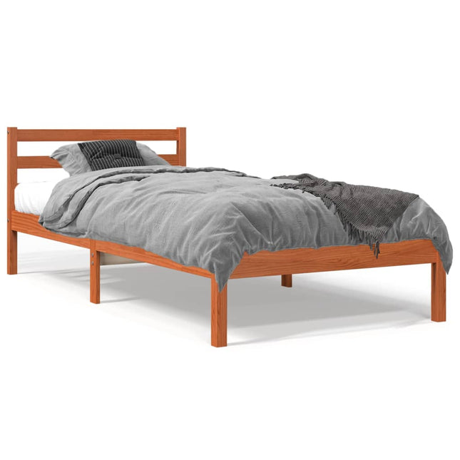 Bedframe massief grenenhout wasbruin 100x200 cm 100 x 200 cm Wasbruin