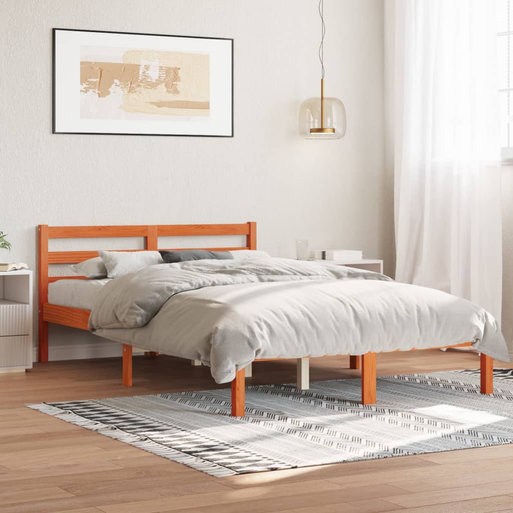 Bedframe massief grenenhout wasbruin 120x200 cm 120 x 200 cm Wasbruin