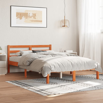 Bedframe massief grenenhout wasbruin 140x200 cm 140 x 200 cm Wasbruin