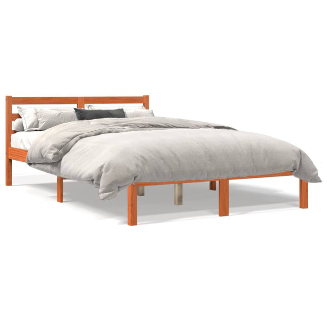 Bedframe massief grenenhout wasbruin 140x200 cm 140 x 200 cm Wasbruin