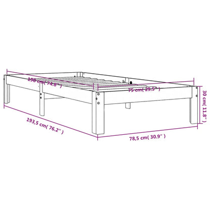 Bedframe Massief Grenenhout 75 x 190 cm Wasbruin