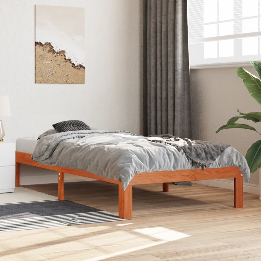 Bedframe Massief Grenenhout 90 x 190 cm Wasbruin