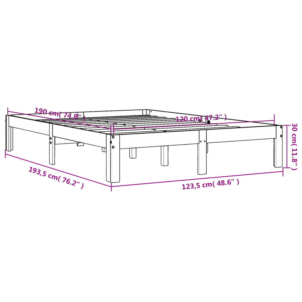 Bedframe Massief Grenenhout 120 x 190 cm Wasbruin