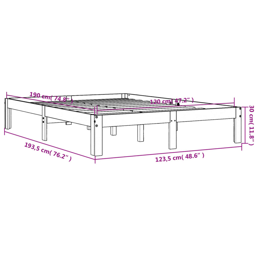 Bedframe Massief Grenenhout 120 x 190 cm Wasbruin