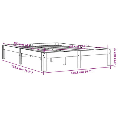 Bedframe Massief Grenenhout 135 x 190 cm Wasbruin
