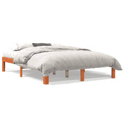 Bedframe massief grenenhout wasbruin 135x190 cm