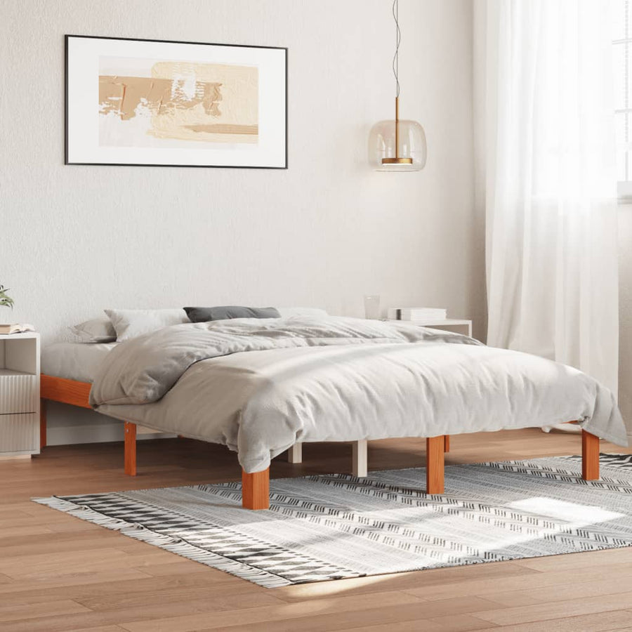 Bedframe Massief Grenenhout 140 x 190 cm Wasbruin