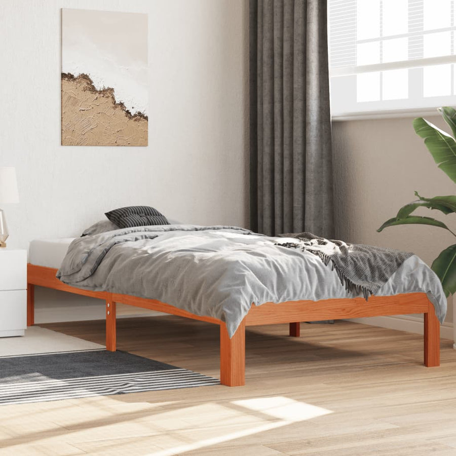 Bedframe Massief Grenenhout 100 x 200 cm Wasbruin