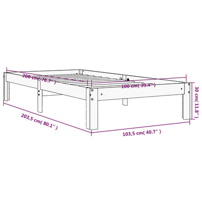 Bedframe Massief Grenenhout 100 x 200 cm Wasbruin
