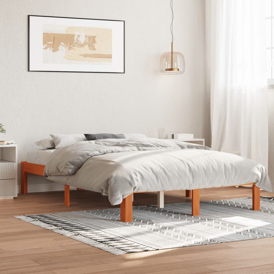 Bedframe Massief Grenenhout 140 x 200 cm Wasbruin