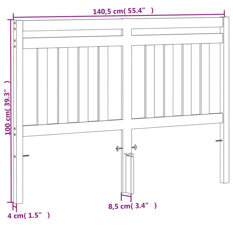 Hoofdbord 135 Cm Massief Grenenhout Wasbruin