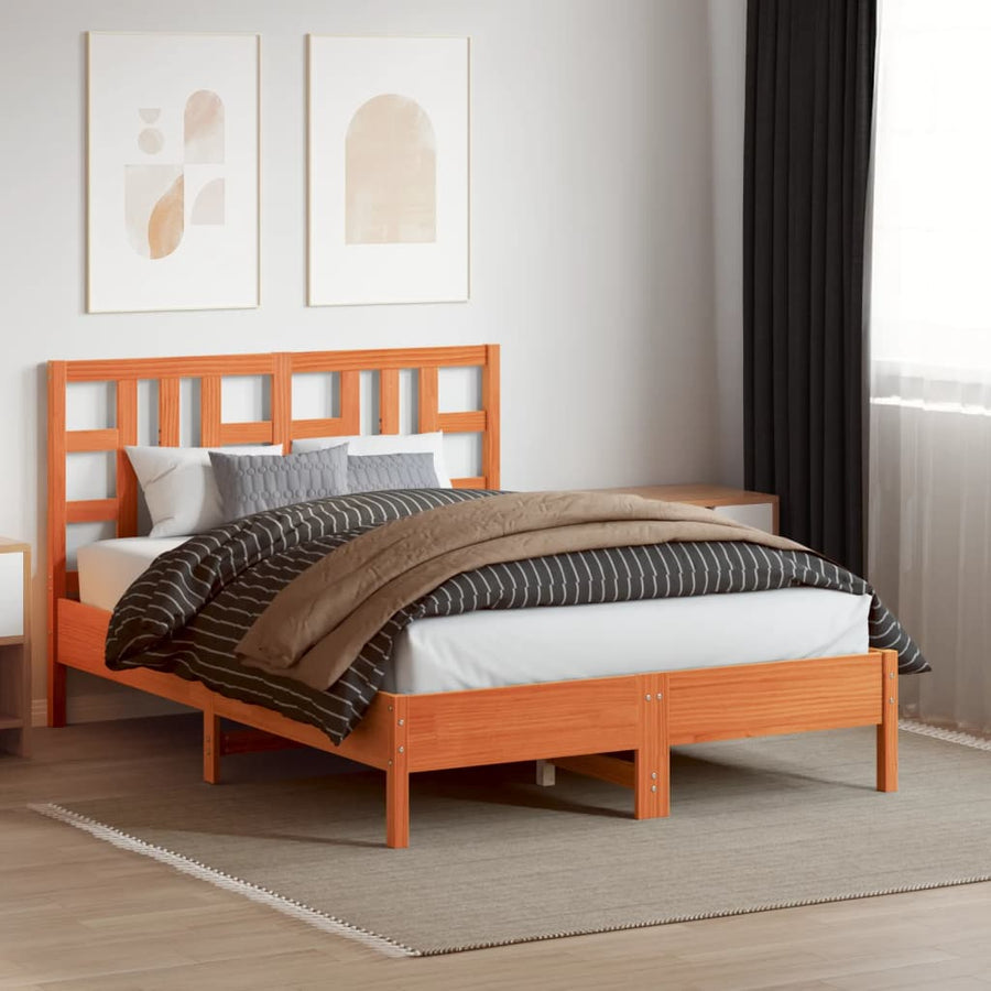 Hoofdbord 135 Cm Massief Grenenhout Wasbruin