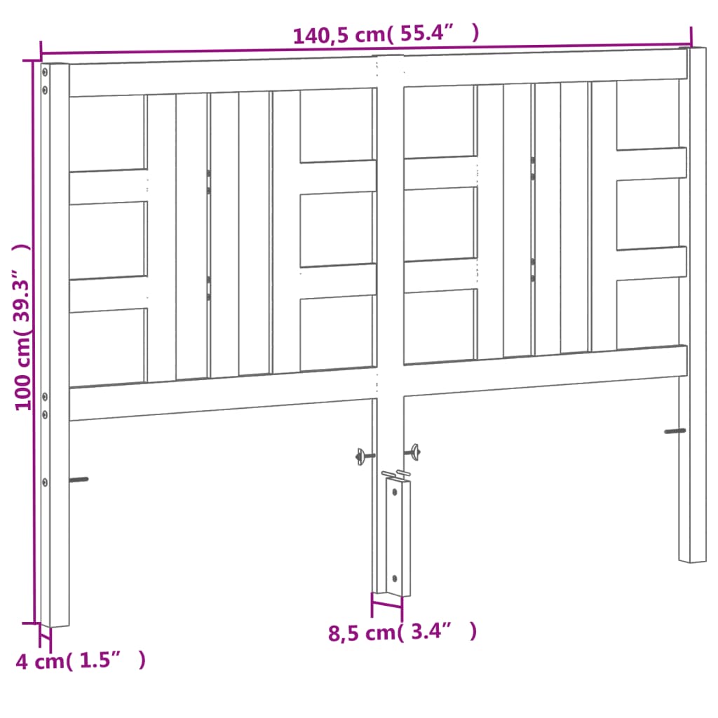Hoofdbord 135 Cm Massief Grenenhout Wasbruin