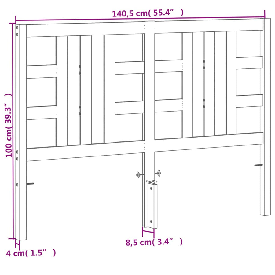 Hoofdbord 135 Cm Massief Grenenhout Wasbruin
