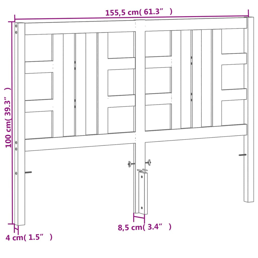 Hoofdbord 150 Cm Massief Grenenhout Wasbruin