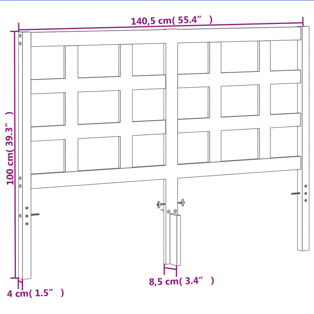 Hoofdbord 135 Cm Massief Grenenhout Wasbruin