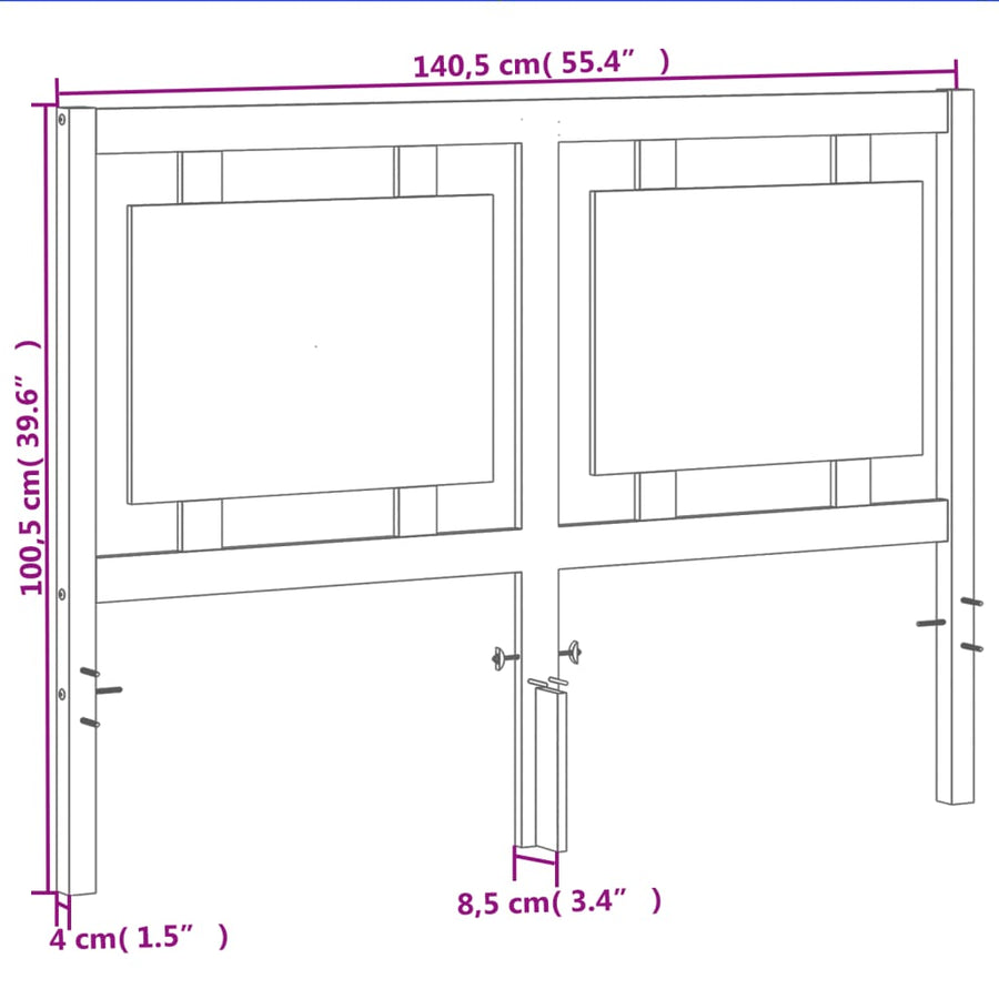 Hoofdbord 135 Cm Massief Grenenhout Wasbruin
