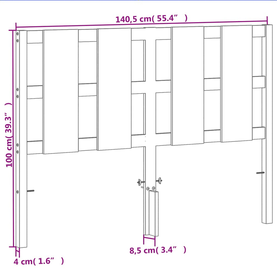 Hoofdbord 135 Cm Massief Grenenhout Wasbruin