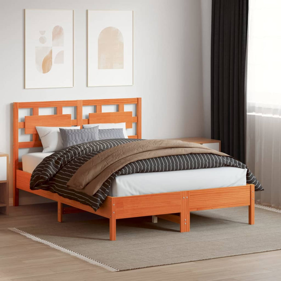 Hoofdbord 135 Cm Massief Grenenhout Wasbruin