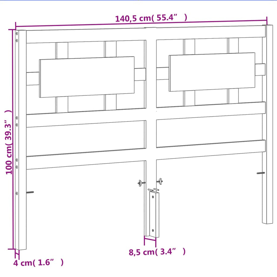 Hoofdbord 135 Cm Massief Grenenhout Wasbruin
