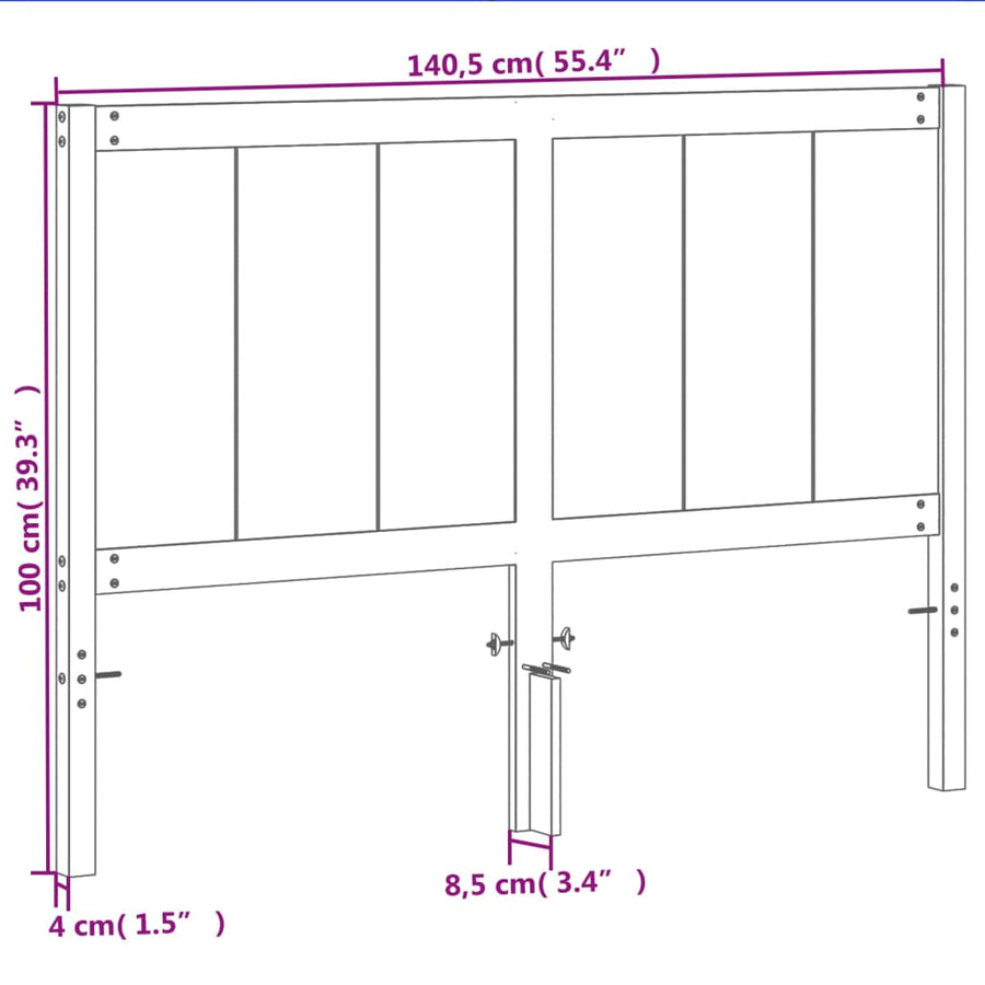 Hoofdbord 135 Cm Massief Grenenhout Wasbruin
